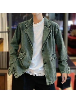 Mens denim blazer jacket deals