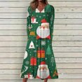 RLATCR Women's Christmas Dress Long Sleeve V Neck Xmas Printing Dress