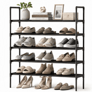 RLBOSFLSOT 5-Tier Stackable Shoe Rack, 29.9" Metal Shoe Organizer for Closet, Entryway, Dorm, Garage, Black