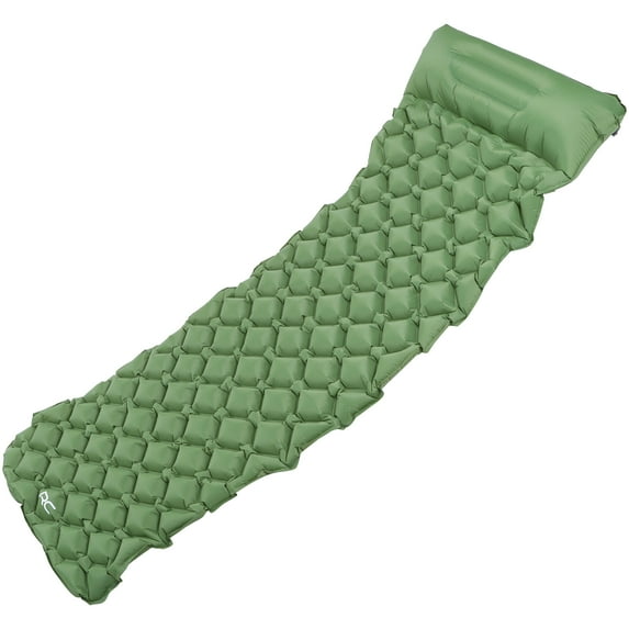 RLC Camping Sleeping Mat - Green Inflatable Camping Pad and Air Mattress Pillow