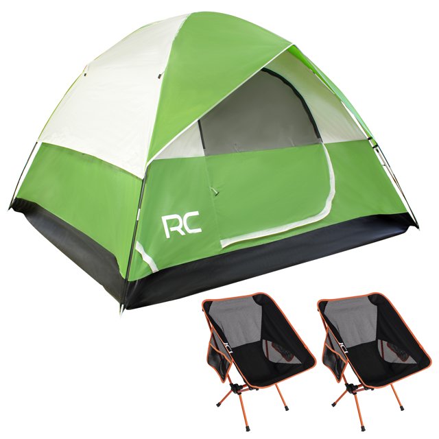 RLC Camping Tent and Folding Chairs Set 6 Person Dome Tent and 2