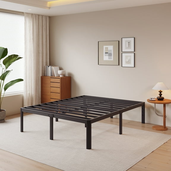 RLDVAY 18 Inch King Heavy Duty Metal Bed Frame,No Box Spring Needed,Rounded Conrer Design,Easy Assembly, Black