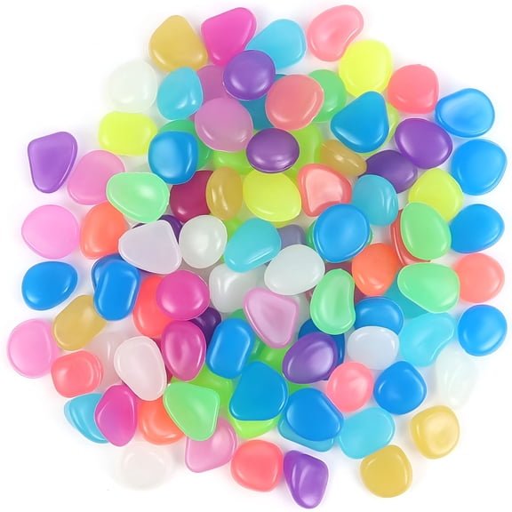 RLESO 100 Pcs Luminous Pebbles,Glow in the Dark Garden Pebbles Stones Luminous Fish Tank Aquariums Rocks for Diy,Fish Tank,Potted Plants,Succulents Decorative,Outdoor Indoor Use(Multi-Color)