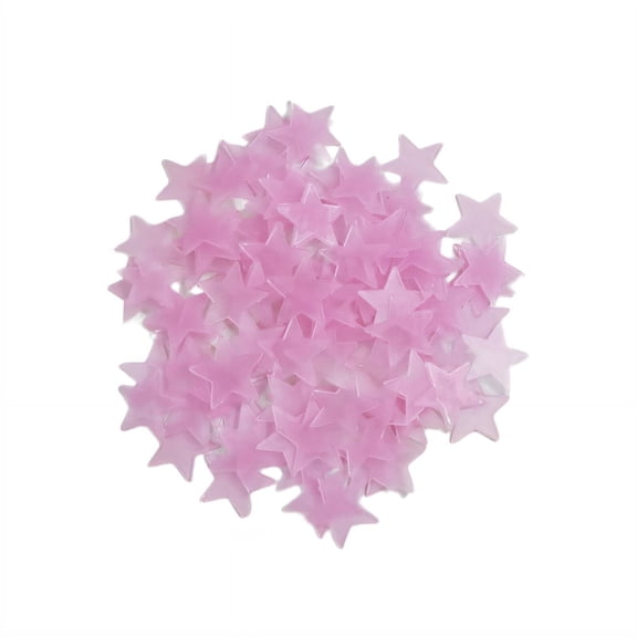 RLESO 100Pcs Glow in the Dark Stars, Rose Red Fluorescent Wall Stickers, Eco-Friendly Plastic Ceiling Decor for Kids Room, Nursery, and Bedroom