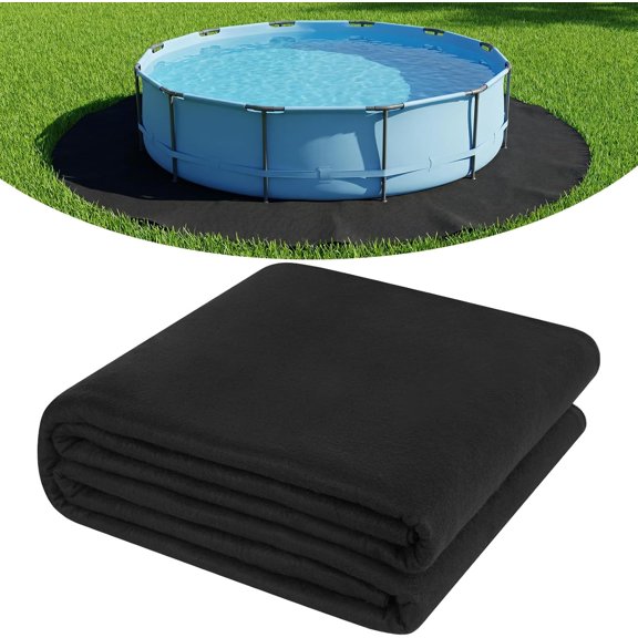 RLESO 12 FT Round Pool Liner Pad for Above Ground Pools, Durable Pool Mat with Geotextile Material for Pool Bottom Strong Eco-Friendly Padding Under Pool Pad Protection,Prevents Punctures,Black