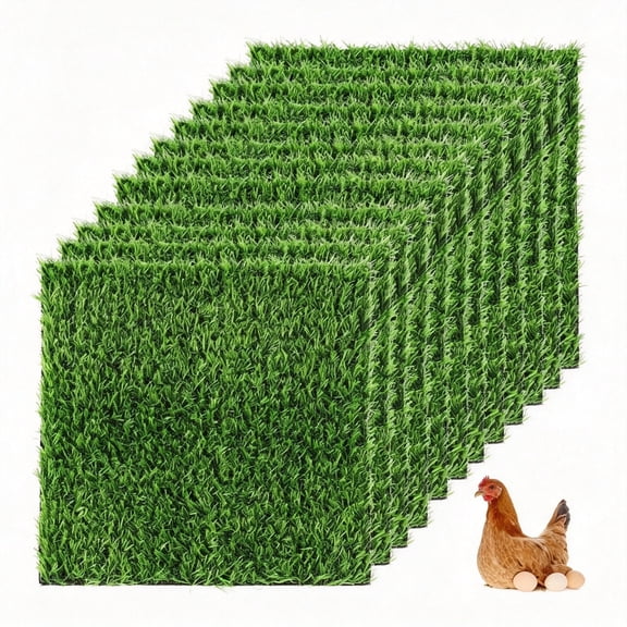 RLESO 12Pack Chicken Nesting Pads,12X12 Nesting Box Pads Artificial Grass Washable Chicken Coop Bedding Laying Rug Fake Turf Mats Grass Carpet Garden Lawn for Hen Small Pets