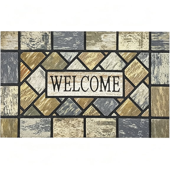 RLESO 18x30 Inch Square Welcome Door Mat Front Doormat Outdoors for Home Entrance, Heavy Duty Non Slip Rubber Back Low Profile