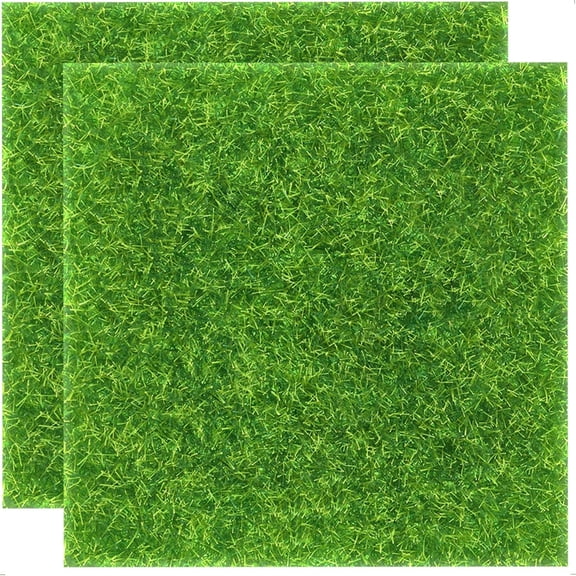 RLESO 2 Pieces of 6X6"Es Fake Grass for Crafts-Artificial Grass-Diy Mini Garden Decor-Faux Turf Squares,Lush Turf