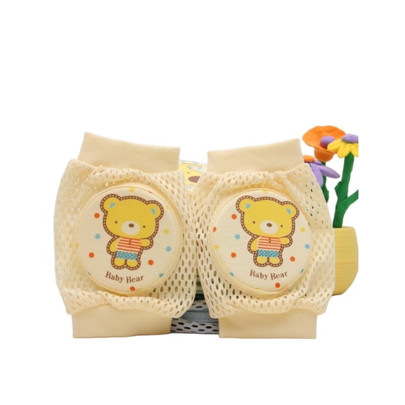 RLESO 2026 New 2 Pcs Baby Knee Pads for Crawling,Breathable Mesh Toddlers Kneepads Protector,Soft Touch Stretchy Design Volleyball Knee Pads, for Crawling, Playing, Learning,Yellow Bear
