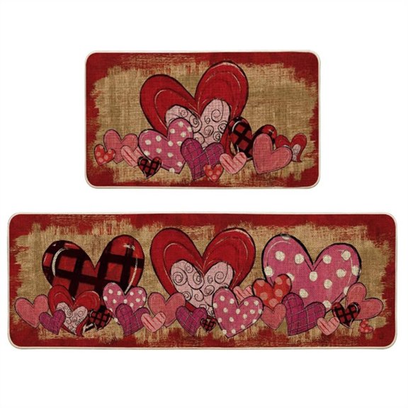 RLESO 2026 New 2Pcs Kitchen Floor Mat Romantic Entryway Rugs for Kitchen Floor Easy to Wipe Clean Kitchen Mats Cushioned Anti Fatigue,Style3
