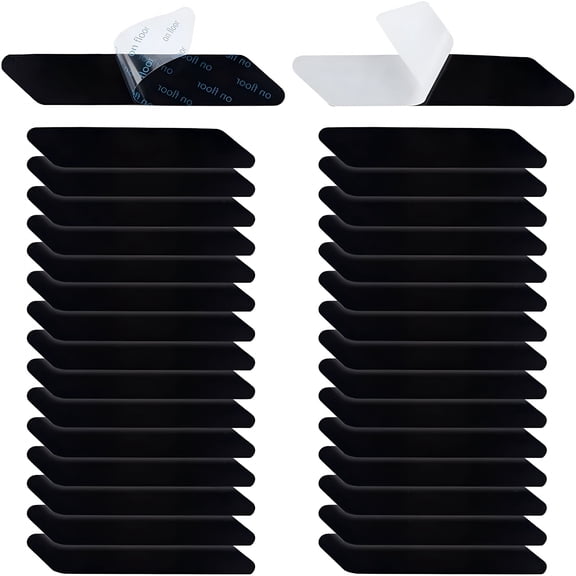 RLESO 2026 New 32 Pcs Black Rug Gripper Carpet Tape Rectangle Adhesive Non-Slip Carpet Fixing Floor Stickers Trimmable Reusable Washable Rug Stoppers to Prevent Sliding for Mats Hardwood Floors