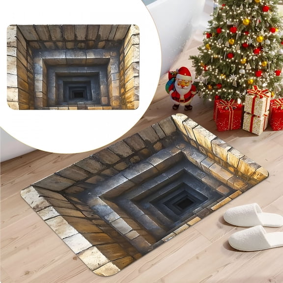 RLESO 2026 New 3D Rugs Optical Illusion Living Room Rug 3D Illusion Rugs 3D Hole Rug,Dog Gets Scared of 3D Carpet,Brick Bottomless Hole Design,Funny 3D Carpet to Prank Area Rug 23.6*15.7 Inch
