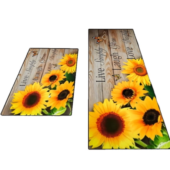 RLESO 2026 New Anti Fatigue Mats for Kitchen Floor Spring Floral Pattern Fatigue Mats for Kitchen Floor for Laundry Bathroom Pantry Kitchen Door Mat Sunflower Kitchen Decor Style