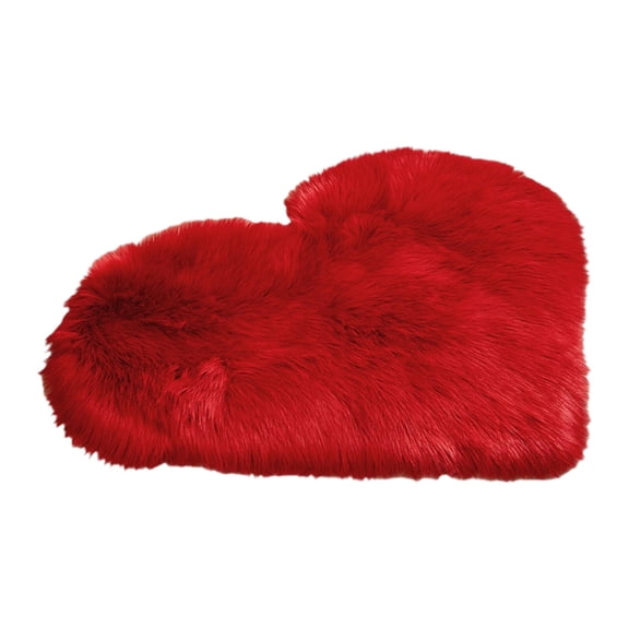 RLESO 2026 New Area Rug Faux Sheepskin Carpet Fluffy Rug Heart Shaped Pattern Plush Rug Red for Bedroom Living Room Nursery Home Decor Seating Area Cozy Spaces