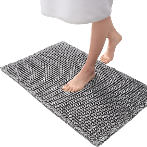 RLESO 2026 New Bath Mat,Upgraded Waffle Runner Rug,Waffle Bath Mat,Waffle Knit Bath Mat,Machine Washable Waffle Bath Mat,Waffle Bath Mat Runner (Dark Grey,17)