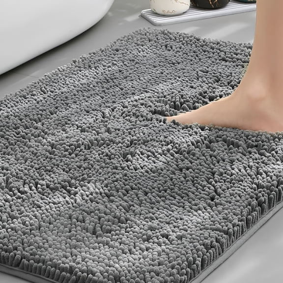 RLESO 2026 New Bath Rug Mat,Thick Soft Absorbent Chenille,Quick Dry Microfiber Mats,Rubber Backing Washable Shower Floor Rugs,Us Designed Bathroom Bathmat Home Decor Accessories,24X17,Grey