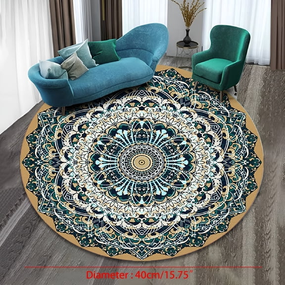 RLESO 2026 New Boho Rug for Bedroom Living Room Mandala Printed Round Area Rugs Decorative Throw Rug Circle Mat Moroccan Style for Bedroom, Living Room, Office, Yoga, Meditation