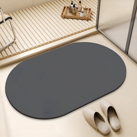 RLESO 2026 New Diatomaceous Earth Bath Mat Fast Water Drying Super Absorbent Diatomite Mat with Non-Slip for Bathroom Shower Floor,Kitchen Absorbent Pad,16X24In,Oval