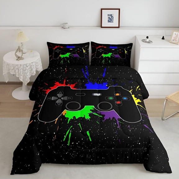 RLESO 2026 New Gaming Bedding Set Twin Size 2-Piece Gamer Comforter Set for Child'S Bedroom, Gaming Room, Playroom, Gaming-Themed Decor, Sleepovers, Gaming Enthusiasts