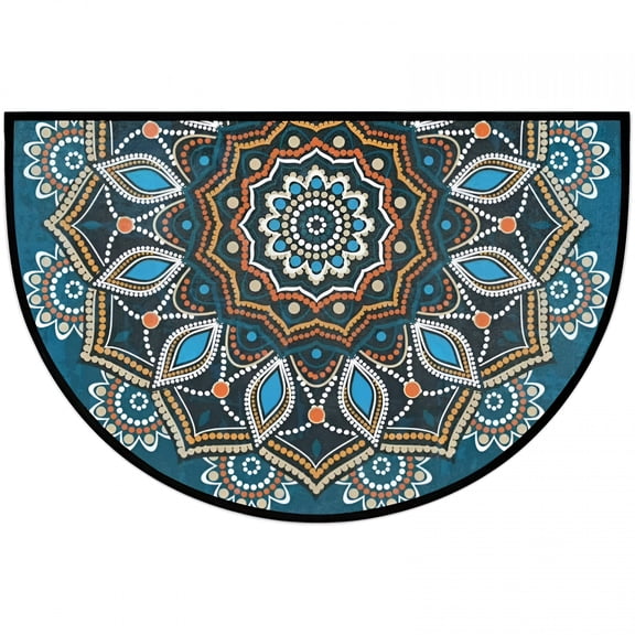 RLESO 18X30IN Door Mat, Rubber Half Circle Doormat, Outdoor Entrance Shoe Mat, Durable Inside Entryway Mat