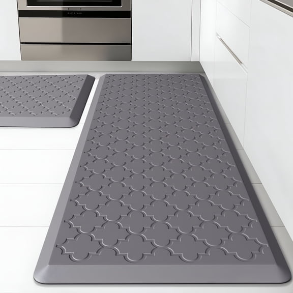 RLESO 2026 New Kitchen Mat Anti Fatigue Cushioned Non Slips Kitchen Rugs and Mats Comfort Foam Floor Mat for Standing Anti Fatigue Kitchen Mats,17"X29"+17"X47",Gray