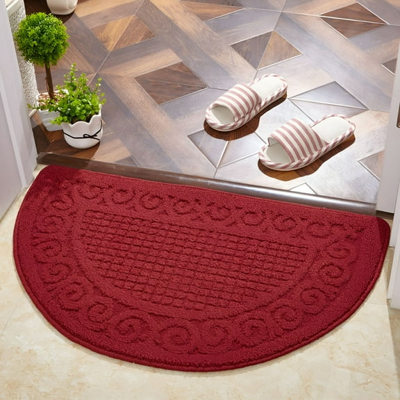 RLESO 2026 New Kitchen Rugs,Half Round Non-Slip Kitchen Bathroom Toilet Doormat,Kitchen Mats,Half Moon Round Kitchen Rugs Carpet,Anti Skid Absorbent Floor Rug Mat for Kitchen Doorway Floors