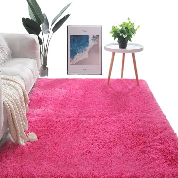 RLESO 2026 New Living Room Carpet Thick Design for Comfort Area Rug Soft and Luxurious Silk Feel Long Lasting and Wear Resistant Living Room Rug for Living Rooms Bedrooms Playrooms Magenta