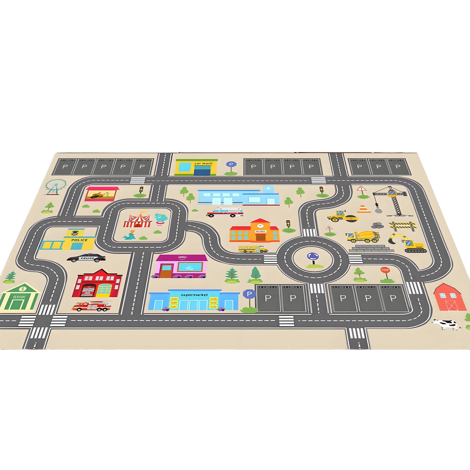 RLESO 2026 New Pink Rugs for Bedroom Girls Kids Cartoon Mat Baby Mat Racing Track Design Kids Play Mat for Bedroom Playroom Style