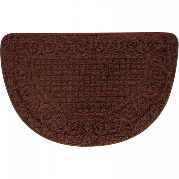 RLESO 2026 New Polypropylene Half Round Pure Color Doormat Non Slip Semicircle Door Mat for Bedroom Toilet Kitchen Entryway for Bedroom, Bathroom, Kitchen, Entryway, Hallway (Small, Brown)
