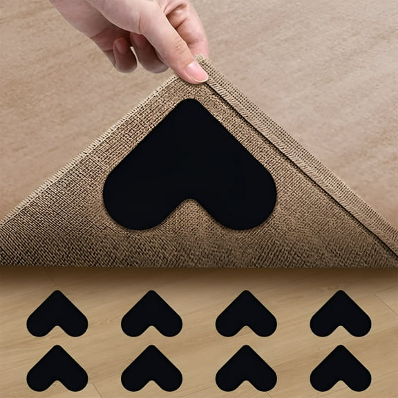 RLESO 2026 New Rug Gripper,8 Pcs Double Sided Non-Slip Rug Pads Rug Tap,Washable Area Rugs Reusable,For Kitchen/Bedroom/Door Mat,Carpet Tape Corner Side Gripper for Hardwood Floors and Tile
