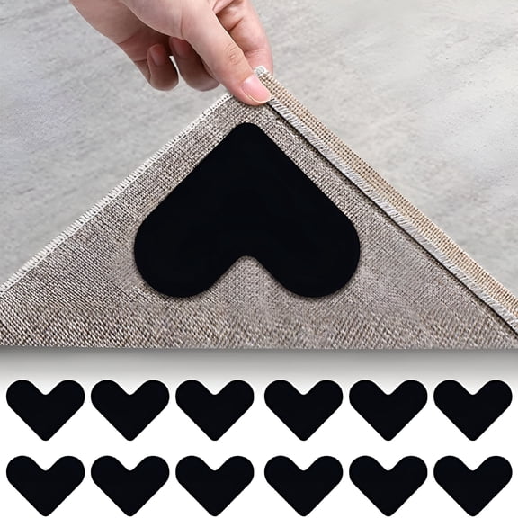 RLESO 2026 New Rug Grippers,12Pcs Non-Slip Double Sided Rug Pads Grippers for Hardwood Floors,Washable Area Rug Pad Carpet Tape Corner Side Gripper for Hardwood Floors and Tile (12Pcs)