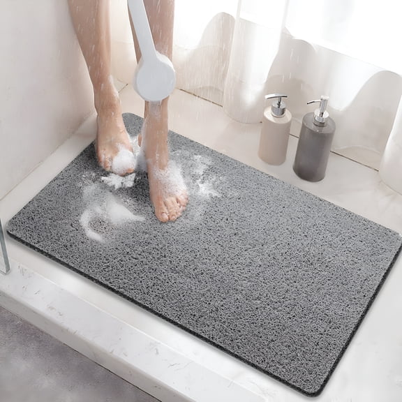 RLESO 2026 New Shower Mat Non Slip,24 X 16 Bathtub Mat Non Slip with Drain,Soft Pvc Loofah Shower Bath Mat for Tub,Quick Drying Bathroom Shower Mat Shower Floor Mat,Gray