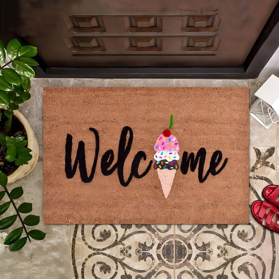 RLESO Spring Summer Welcome Door Mat,Hello Sunshine Door Mat for Front Door,Welcome Mat Outside Entrance with Non-Slip Backing,Welcome Mats Indoor Outdoor Doormats for Home Decor,16" X 24"