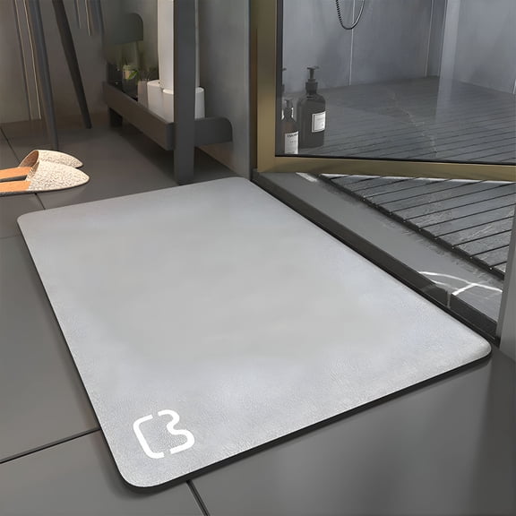 RLESO 2026 New Stone Bath Mat Diatomaceous Earth Bath Mat Non-Slip Super Absorbent Stone Bath Mats for Bathroom Quick Drying Diatomite Stone Shower Mat Large Natural Easy Clean(23.6"X 15.7"Gray)