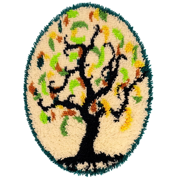 RLESO 2026 New Tree of Life Latch Hook Kits Crochet Yarn Kits,Carpet Embroidery Hook Rug Kit Needlework Sets Cushion for Kids Or Adults Home for Craft Room,Bedroom,Living Room,Playroom