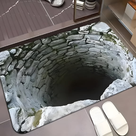 RLESO 2026 New Visual Illusion Endless Abyss Pattern Hd Printed Non-Slip Doormat,3D Optical Illusion Rug,Bottomless Hole Area Rugs,Abyss Carpet for Floor Door Mat,Ground Crack for Home,24*36In