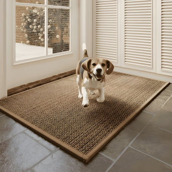 RLESO 24"X36" Jute Front Door Mat,Indoor Outdoor Rug,Dirt-Resistant,Low Profile,Easy Clean,Anti-Slip Doormat,Multi-Functional Welcome Mat for Garden,Balcony,Porch,Entryway (Natural Brown)