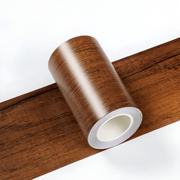 RLESO 27 FT Wood Grain Wallpaper Border, Removable Waterproof Mirror Border Peel and Stick, Bathroom Mirror Frame Border (Dark Oak)