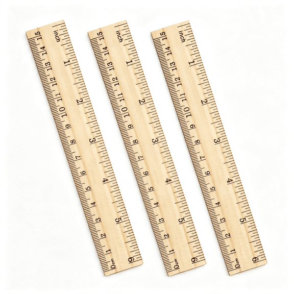 RLESO 3 Pack Wooden Ruler 6 Inch15 Cm) | 2-In-1 Scale Design, Durable Material, Double Level Design Dual Scale 6 Inch Ruler
