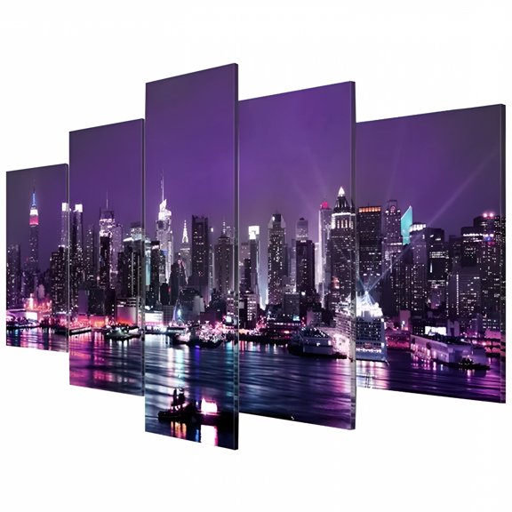 RLESO 5 Pcs New York City Canvas Wall Art, Simple Fashion Decorative Painting Set for Living Room, Bedroom, and Home Office