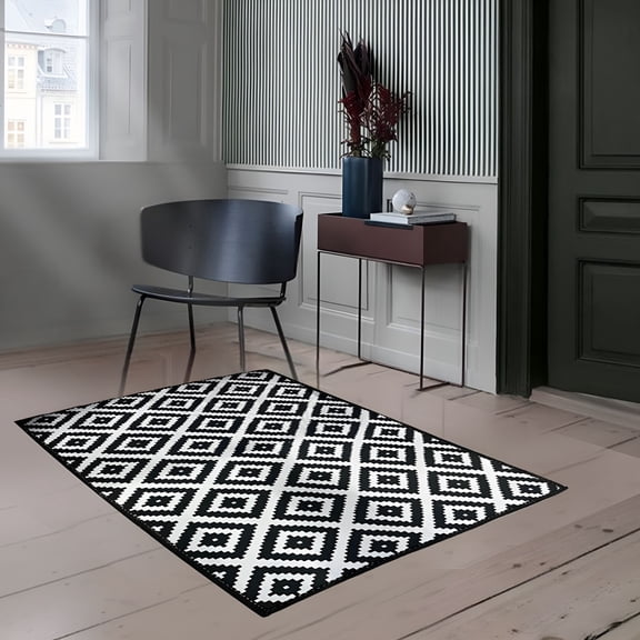 RLESO 5x8 Ft Waterproof Outdoor Rug, Reversible Plastic Straw Patio Mat for Camping, RV, Porch, Deck, Indoor Outdoor Carpet