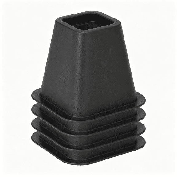 RLESO 6 Inch Bed Riser | Pack of 4 | Bed & Furniture Lifter Wheel Grooves | Under-Bed Storage | Bedroom & Dorm | Black,Pack of 4 Bed Risers 6 Inch