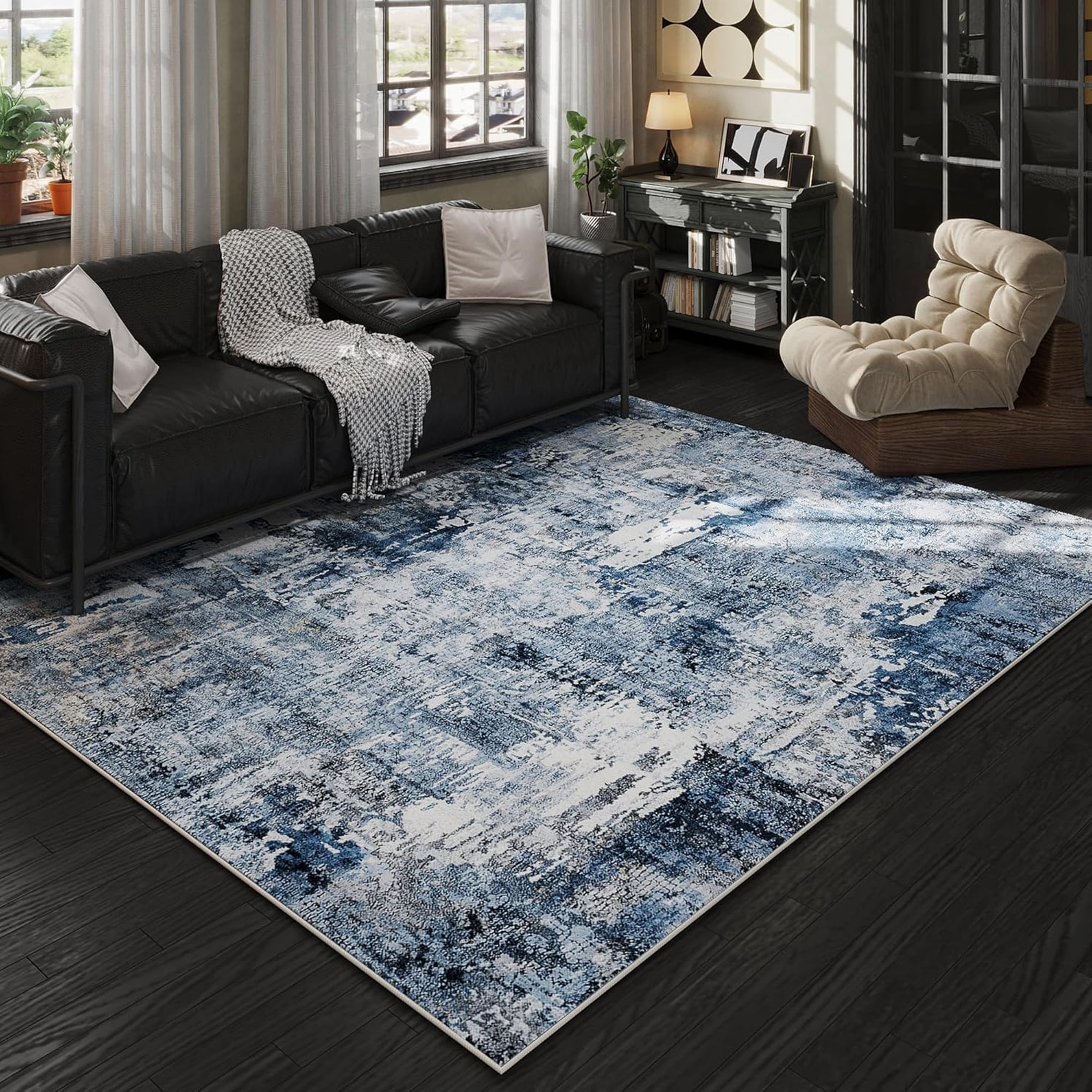 RLESO Area Rug 5X7 Washable Rug Boho Soft Abstract Pattern Non-Slip Non ...