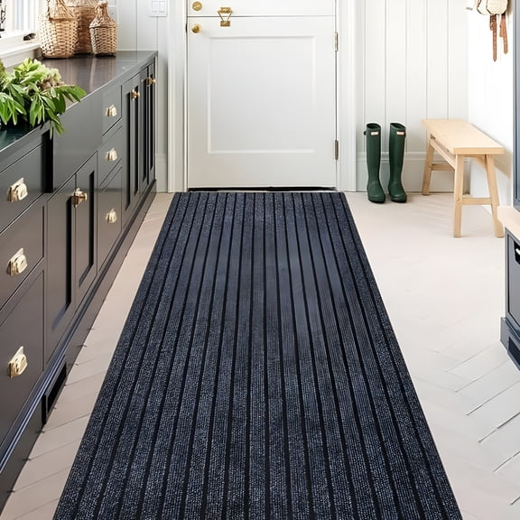 RLESO Area Rugs Outdoor Runner Rug Indoor Carpet Runners Non Slips Utility with Rubber Backing for Kitchen Hallway Entryway Garage Striped Gray 2Ft X 6Ft Runner Rug Non Slip