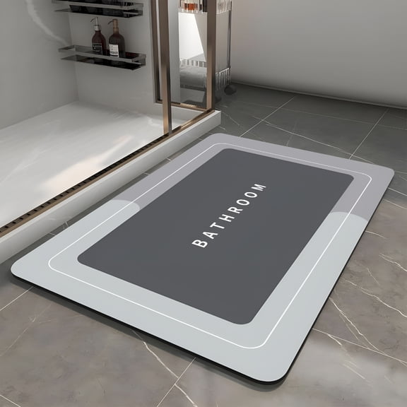 RLESO Bath Mat,Quick-Drying Non-Slip Thin Bathroom Mat Super Absorbent Bath Mats Rug-Bath Mats for Bathroom Floor Bathtub Vanity-Bathmat Bath Rug Easy Care Grey 27.5"X15.7"