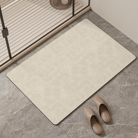 RLESO Bath Mat,Ultra Absorbent Quick Dry Bathroom Floor Mats-Rubber Non-Slip Thin Bathroom Rug Fit under Door,Faux Suede Surface Shower Rug for Bathtub,Sink,Shower Room(Light Brown,20"X32")
