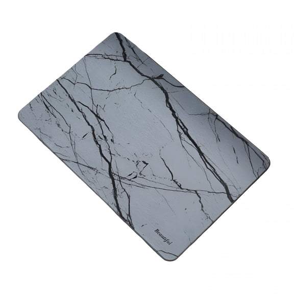 RLESO Bathroom Mat Stone-Diatomaceous Earth Bath Mat-Diatomite Stone Bath Mat-Large Stone Drying Mat-Water Absorbing Stone Bath Mats for Bathroom-Stone Shower Mat(23.6 X 15 Gray Marble)