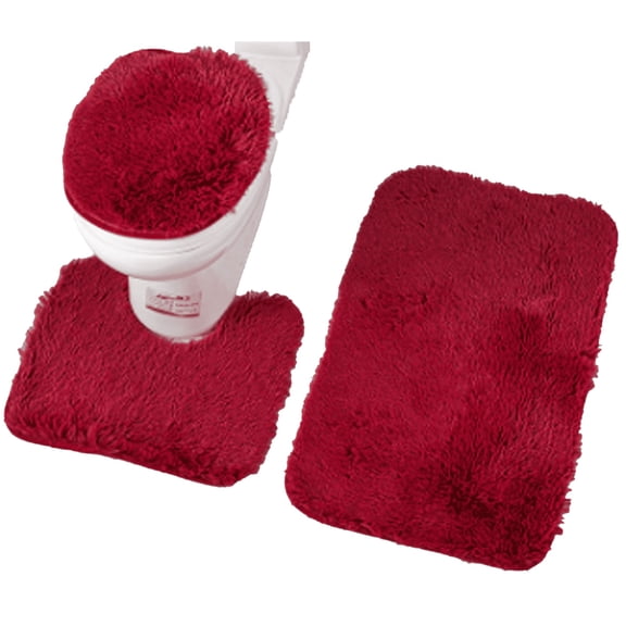 RLESO Bathroom Rug Burgundy, Nano Mark-Free Shower Mat, Super Absorbent Non-Slip Bath Mat for Tub and Shower, Reusable Floor Decor