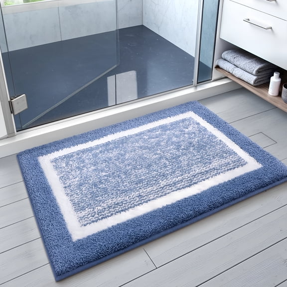RLESO Bathroom Rug Soft Absorbent Bathroom Mat and Bath Mat Premium Microfiber Shag Bath Rug Machine Washable Bathroom Rugs Small Bathroom(15.7"X24",Light Blue)