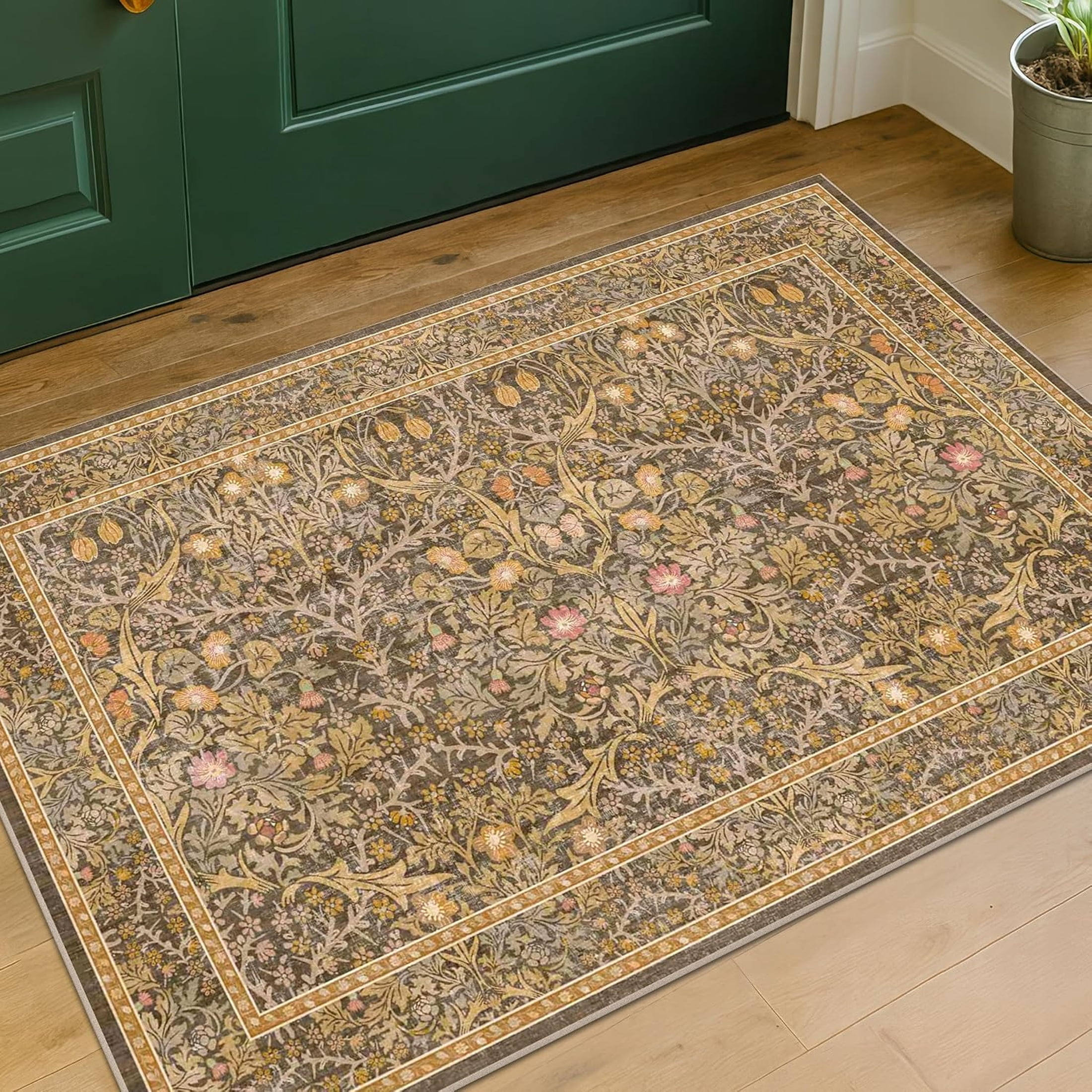 Entry Room Rugs RLESO Brown Washable Entry Rug - Front Door Throw Rugs Indoor, Non-Slip ...
